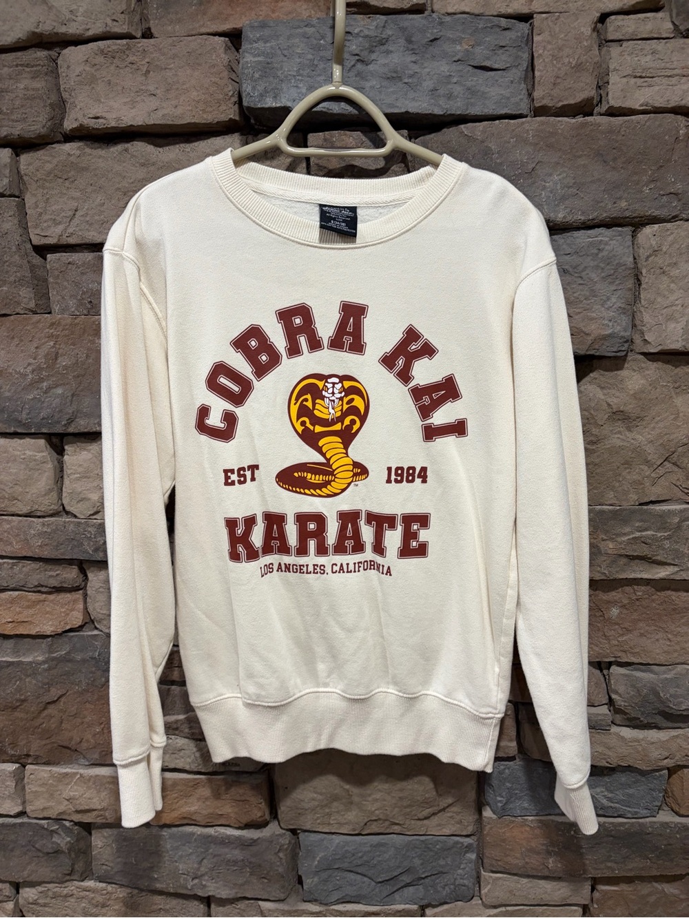 Cobra Kai Karate Cream Graphic Sweatshirt Size Small